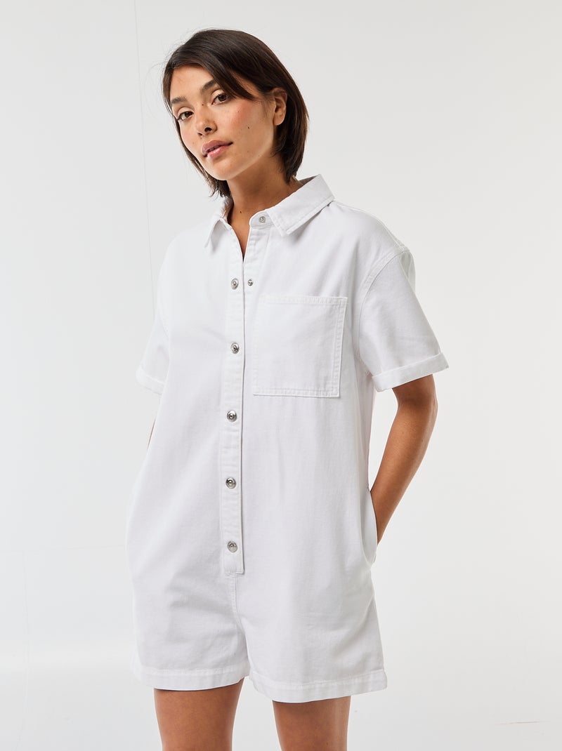 Tuta corta in jeans Bianco - Kiabi