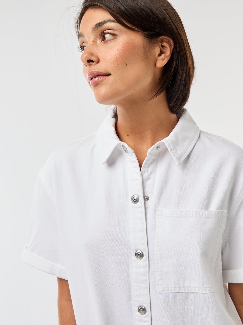 Tuta corta in jeans Bianco - Kiabi
