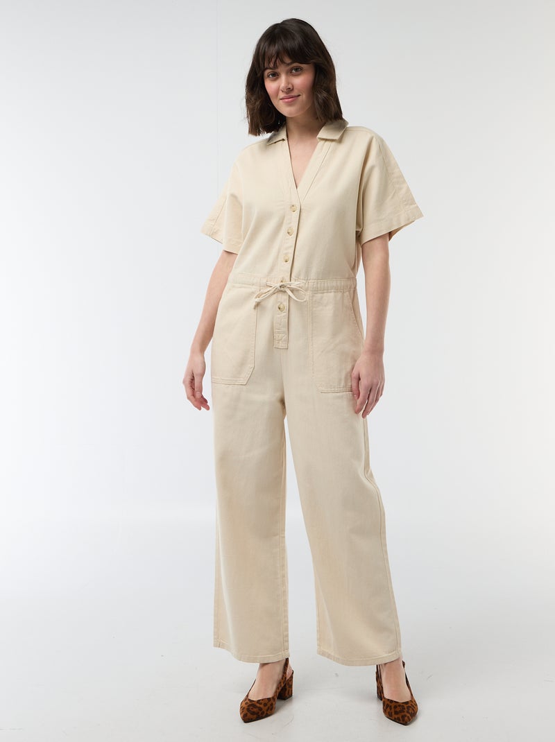 Tuta in jeans a maniche corte Bianco - Kiabi