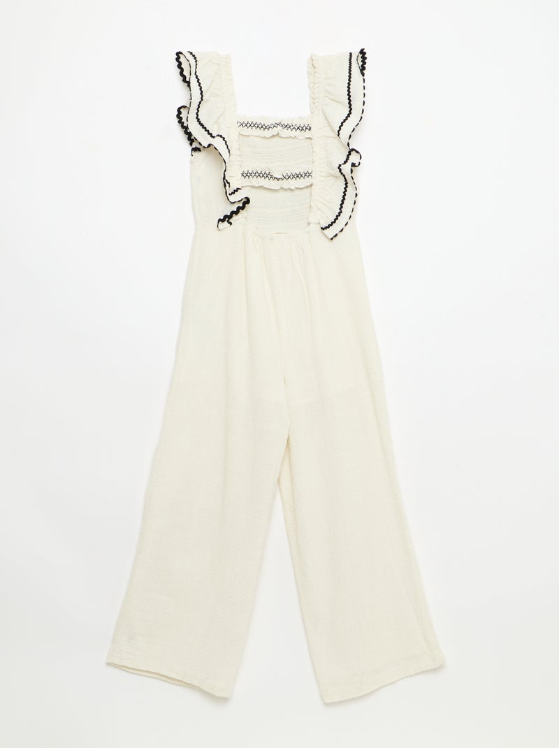 Tuta pantalone con volant Beige - Kiabi