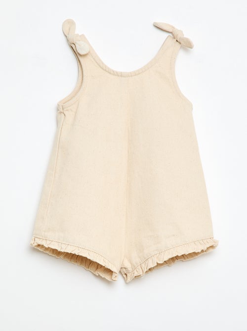 Tutina corta in twill con bretelle - Kiabi