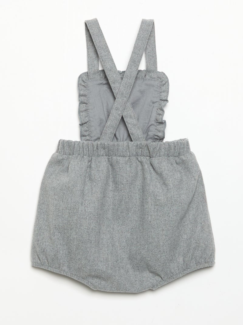 Tutina in flanella con bretelle Grigio - Kiabi