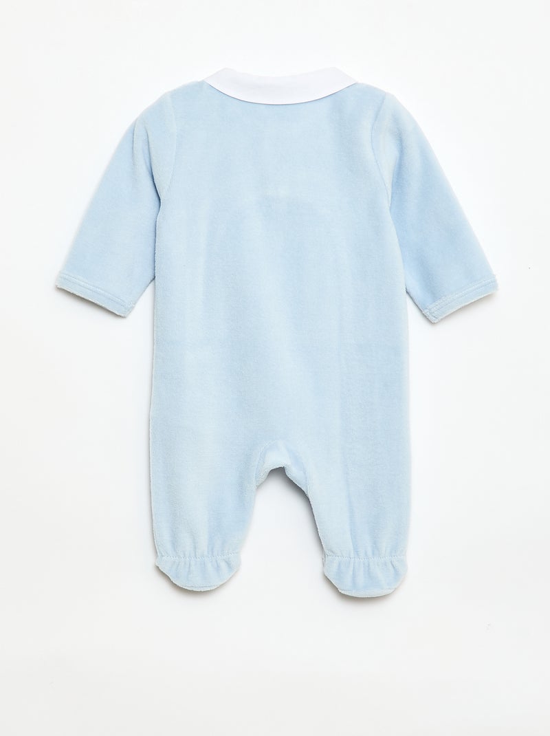Tutina in velluto con colletto claudine Blu - Kiabi