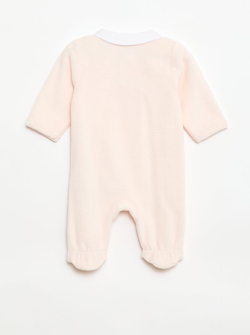 Tutina in velluto con colletto claudine Rosa - Kiabi