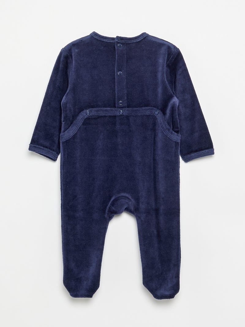 Tutina in velluto con piedini Blu - Kiabi