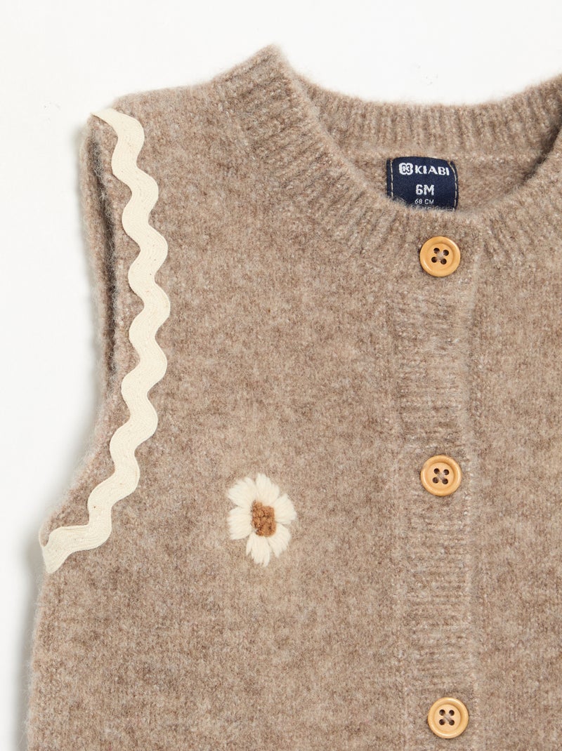 Tutina lunga senza maniche in maglia Beige - Kiabi