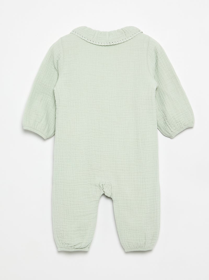 Tutina senza piedini con colletto fantasia Verde - Kiabi