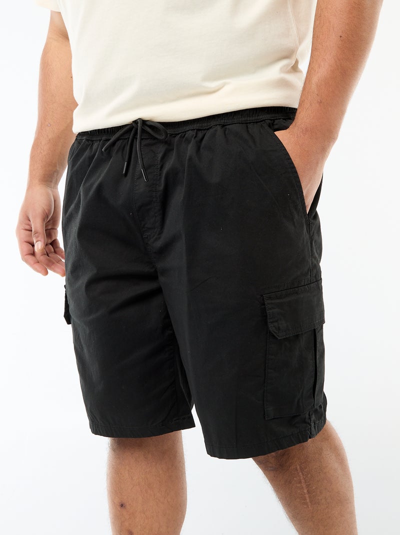 Twill-Bermuda mit Multitaschen Schwarz - Kiabi