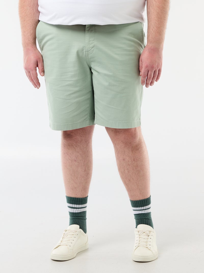 Twill-Chino-Bermuda Grün - Kiabi