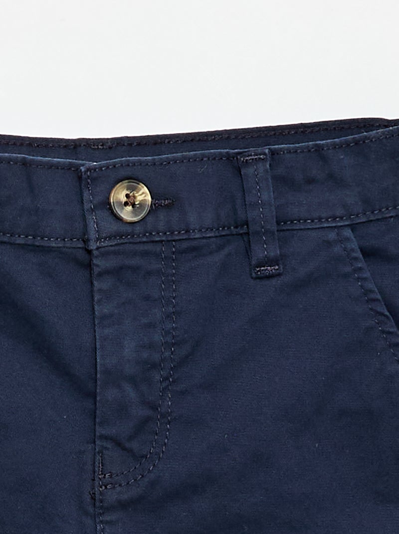 Twill Chino Bermuda Shorts Blue - Kiabi