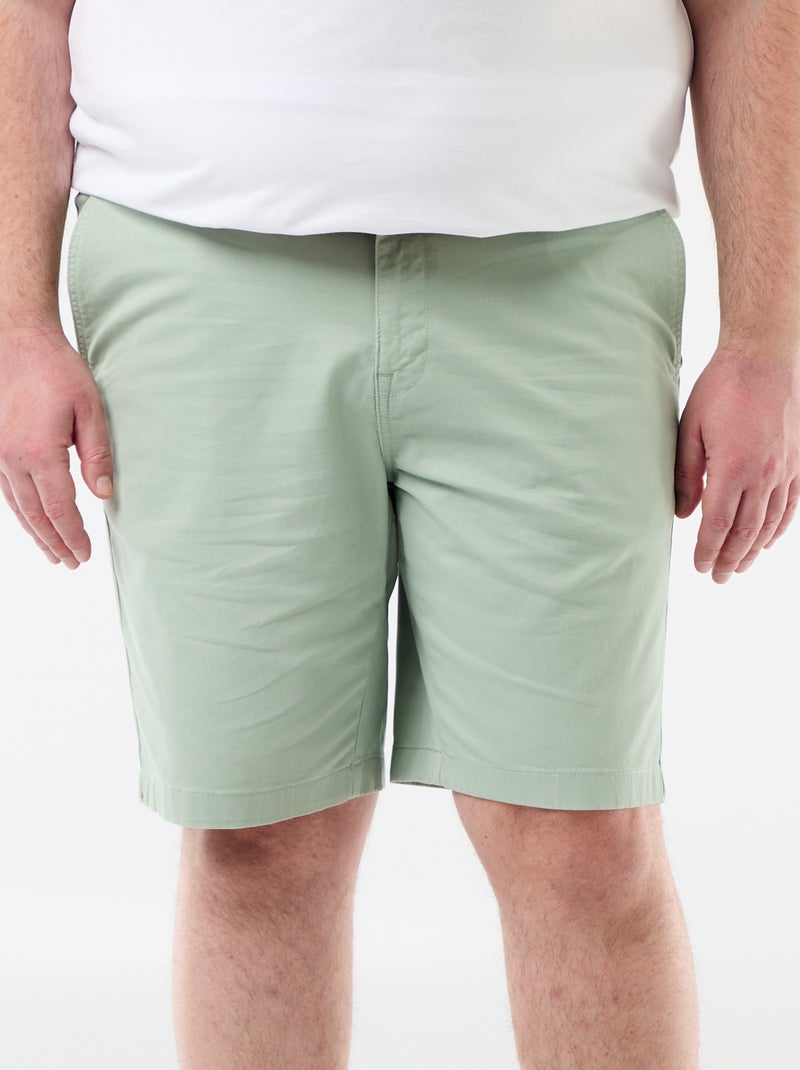 Twill Chino Bermuda Shorts Green - Kiabi