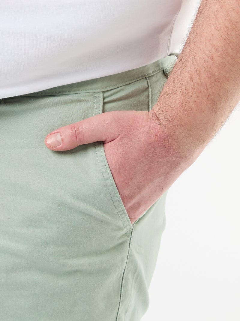 Twill Chino Bermuda Shorts Green - Kiabi
