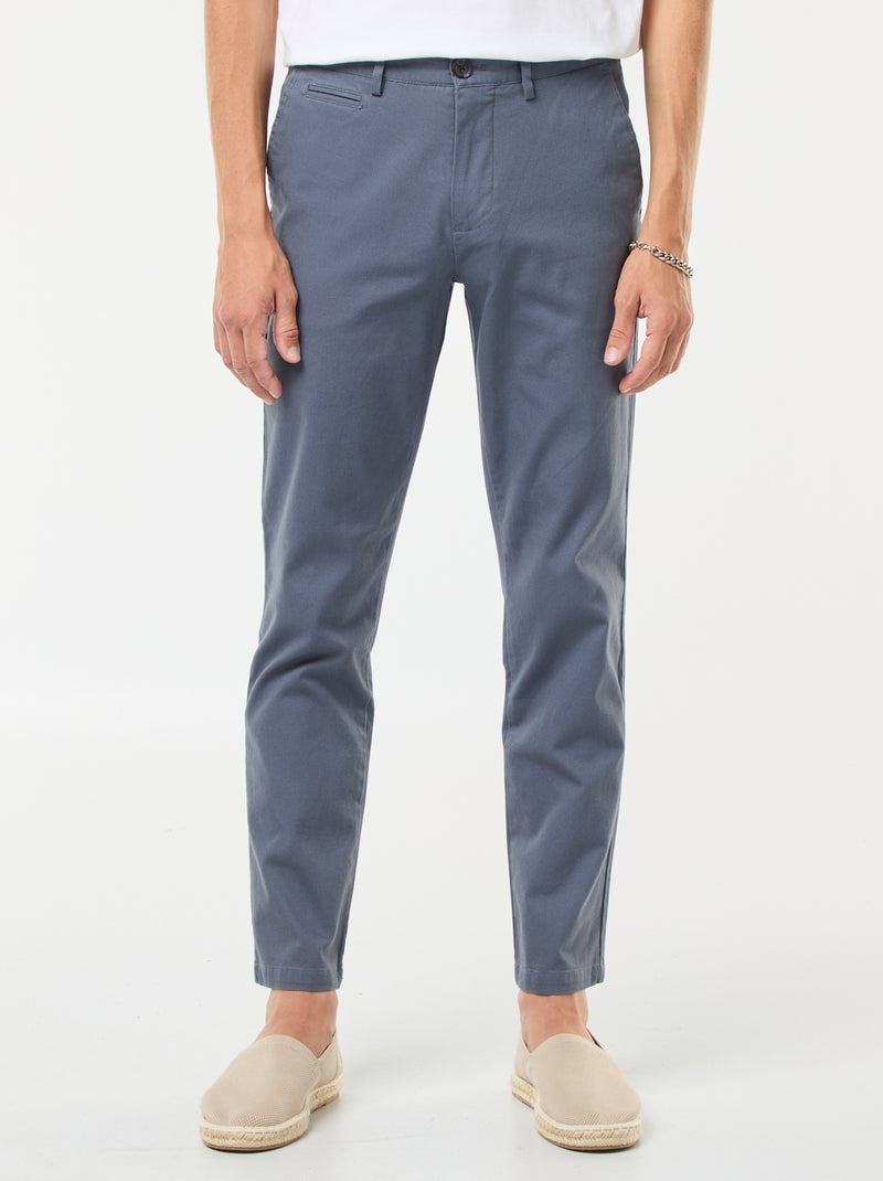 Twill Chino Trousers Grey - Kiabi