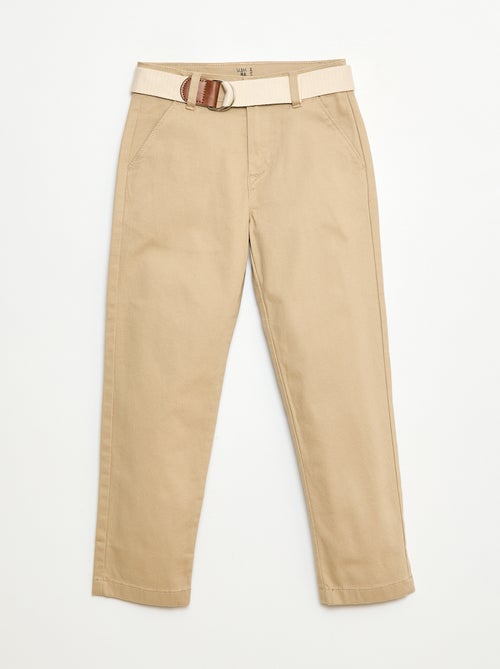 Twill Chino Trousers with Belt - 2 Piece Set - Kiabi