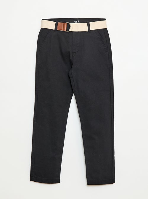 Twill Chino Trousers with Belt - 2 Piece Set - Kiabi