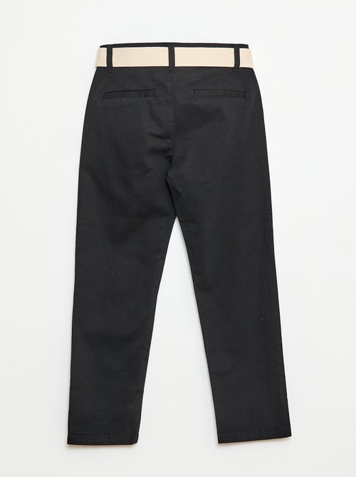 Twill Chino Trousers with Belt - 2 Piece Set - Kiabi
