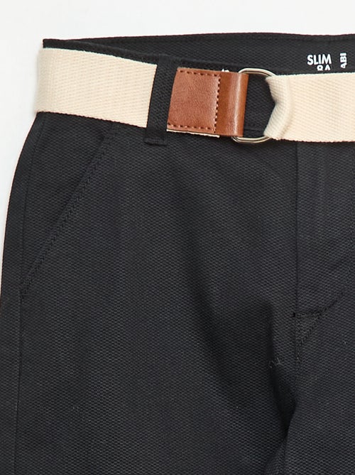 Twill Chino Trousers with Belt - 2 Piece Set - Kiabi