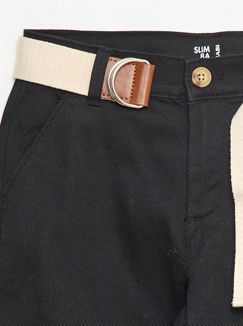 Twill Chino Trousers with Belt - 2 Piece Set - Kiabi