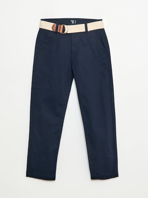 Twill Chino Trousers with Belt - 2 Piece Set - Kiabi