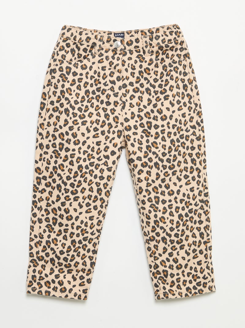 Twill-Hose mit Leopardenmuster Beige - Kiabi
