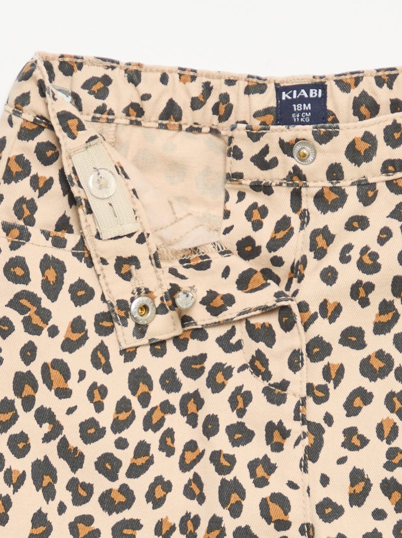 Twill-Hose mit Leopardenmuster Beige - Kiabi