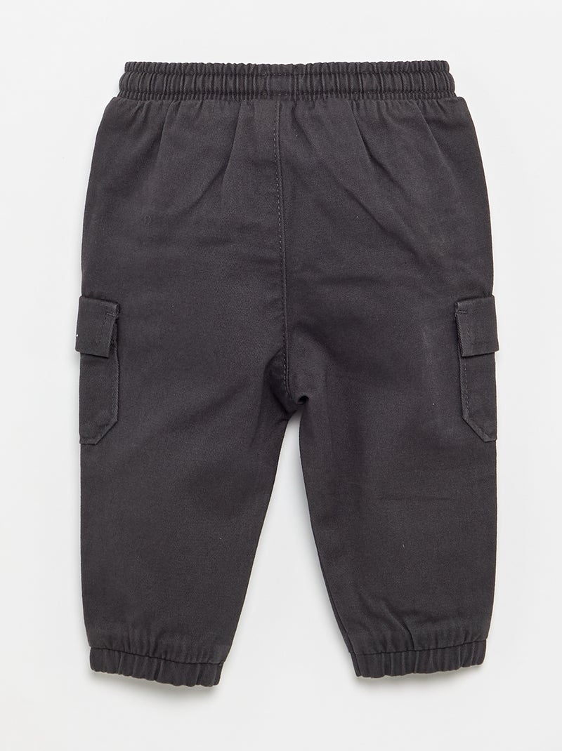 Twill jogger trousers with flap pockets Black - Kiabi