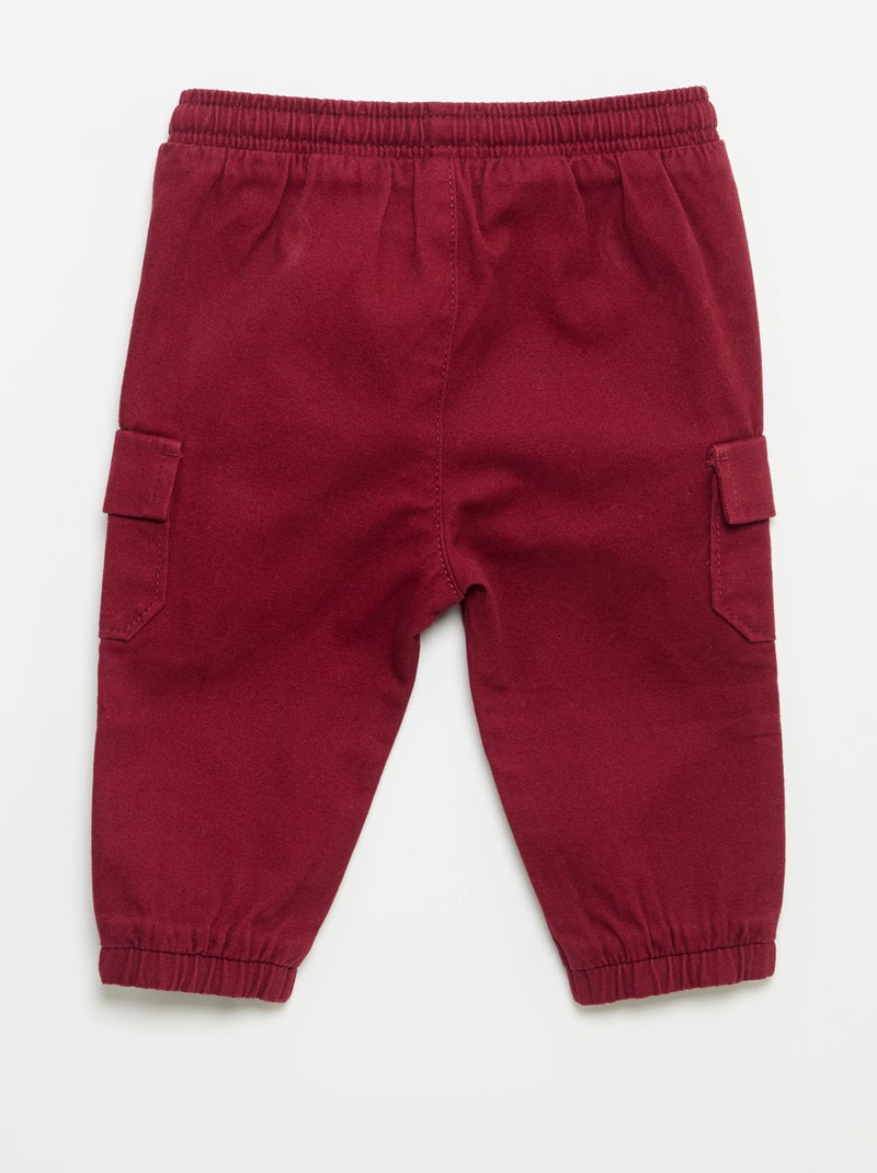 Twill jogger trousers with flap pockets Red - Kiabi