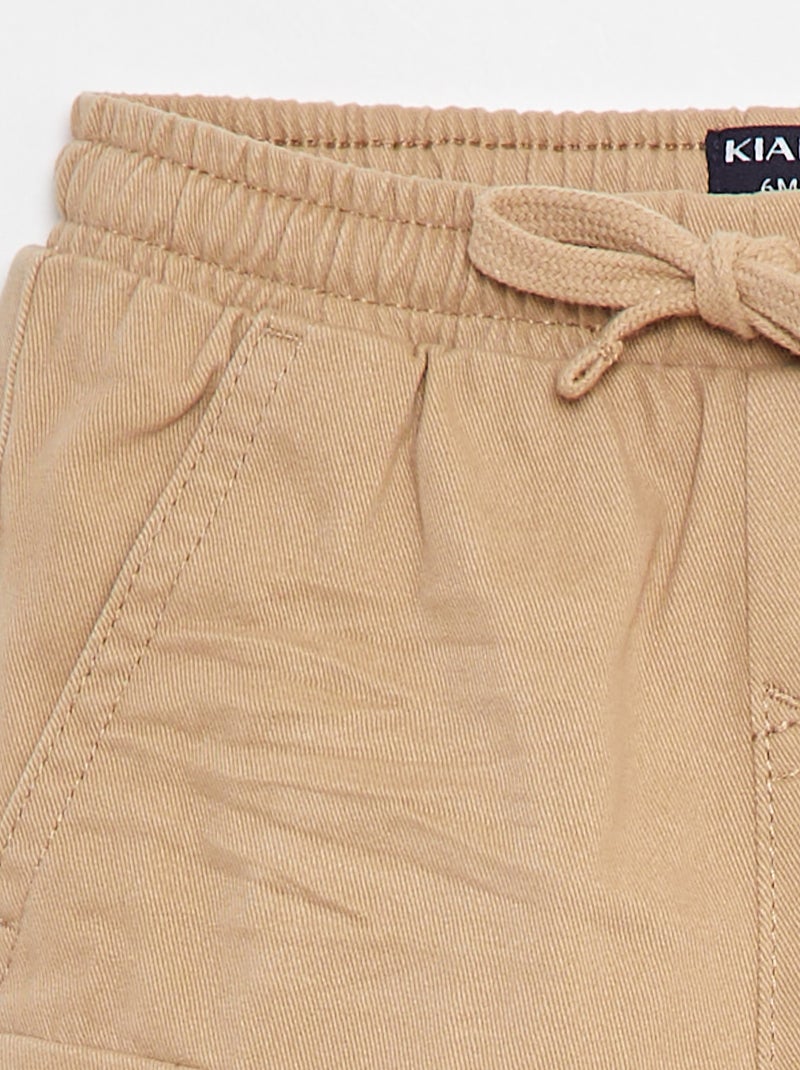 Twill joggers with flap pockets Beige - Kiabi