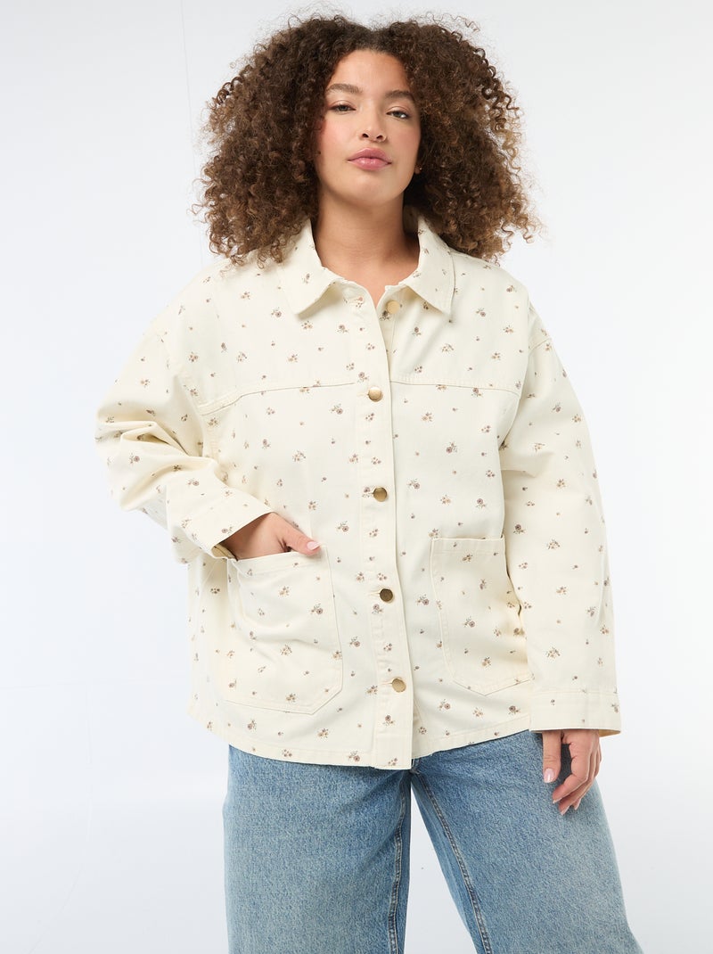 Twill Overshirt with 2 Patch Pockets White - Kiabi