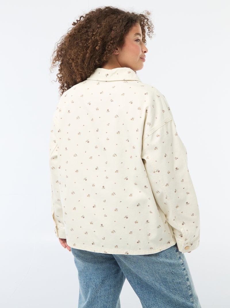 Twill Overshirt with 2 Patch Pockets White - Kiabi