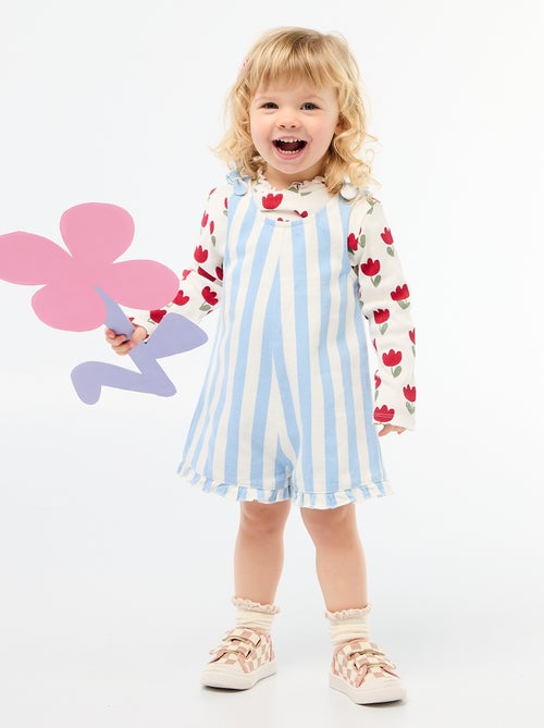 Twill Short Romper with Straps - Kiabi