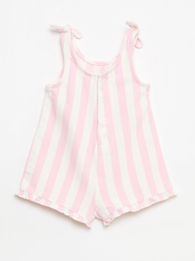 Twill Short Romper with Straps Pink - Kiabi