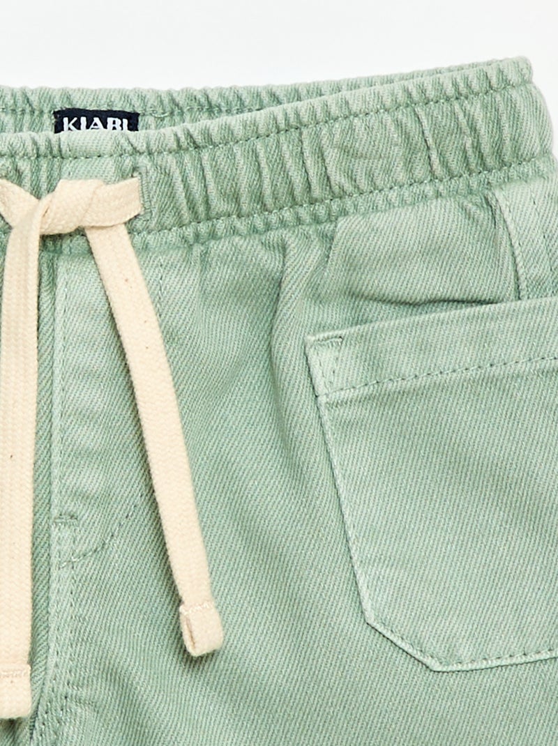 Twill shorts with patch pockets Green - Kiabi