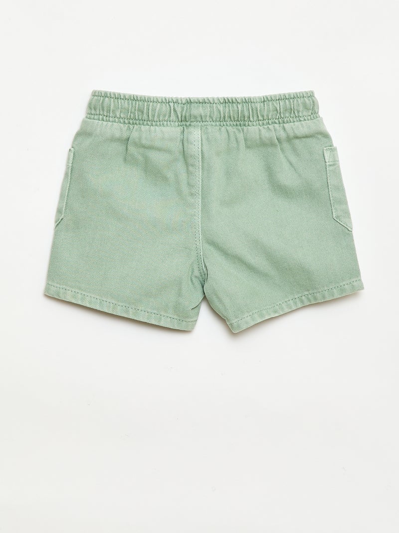Twill shorts with patch pockets Green - Kiabi