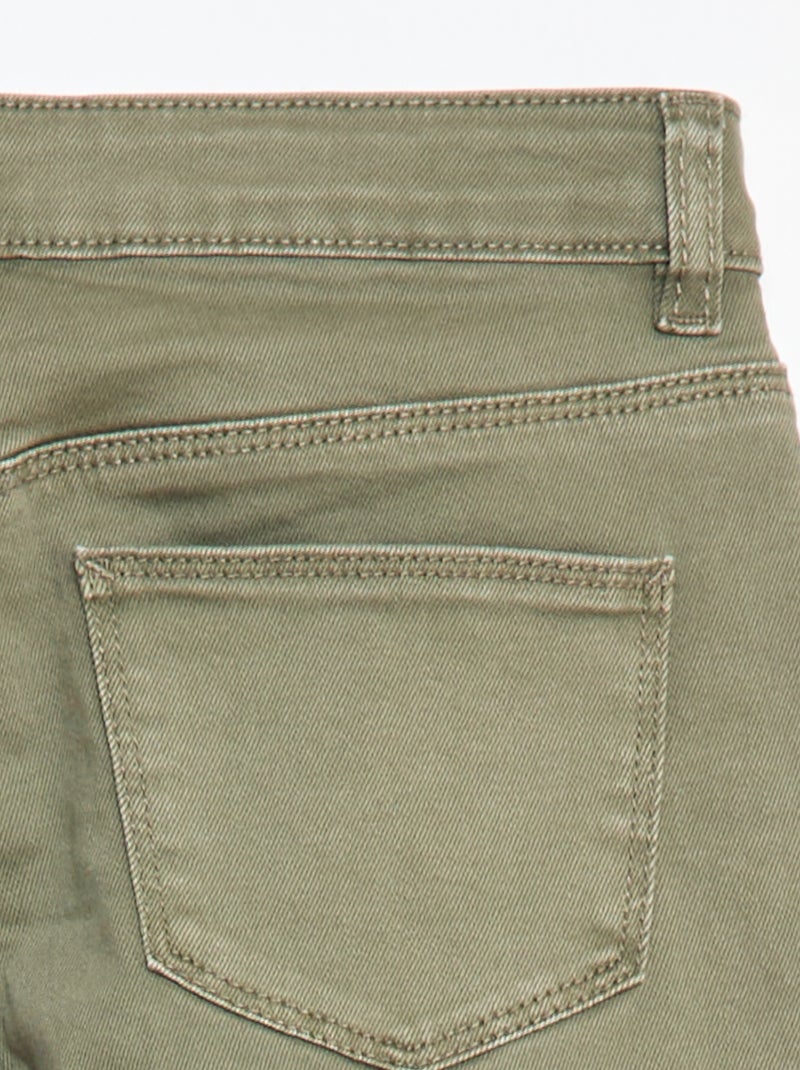 Twill Trousers with Snap Fastening - Extra Comfortable Fit Green - Kiabi