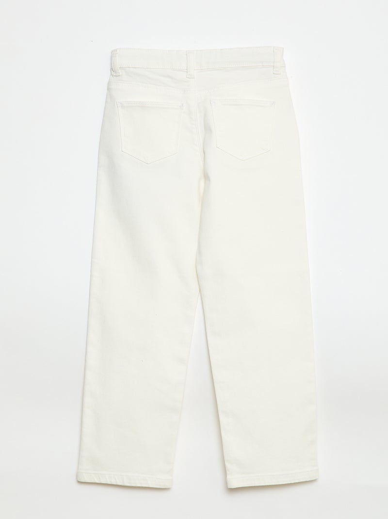 Twill Trousers with Snap Fastening - Extra Comfortable Fit White - Kiabi