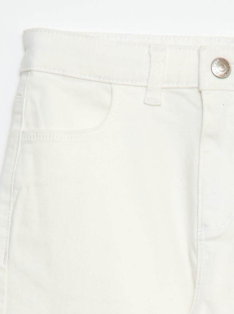 Twill Trousers with Snap Fastening - Extra Comfortable Fit White - Kiabi