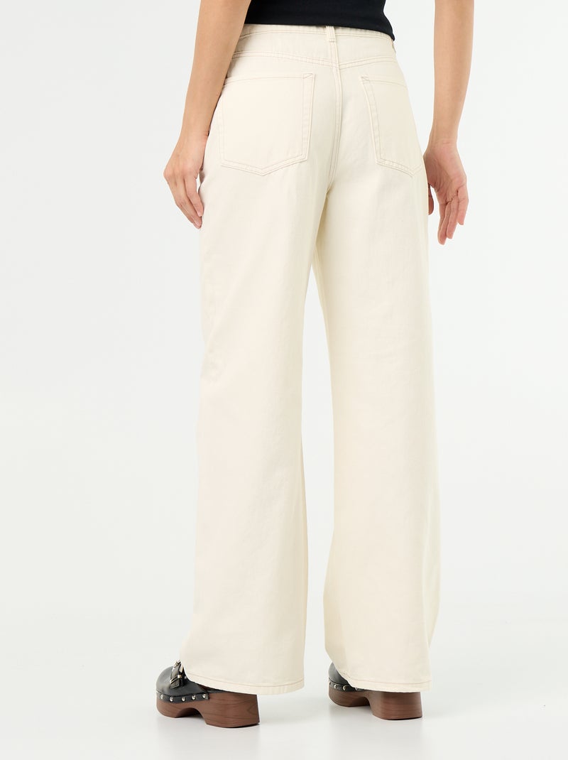 Twillhose mit hoher Taille und Wide-Leg-Schnitt Beige - Kiabi
