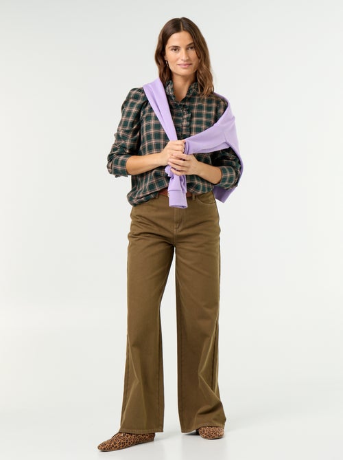 Twillhose mit hoher Taille und Wide-Leg-Schnitt - Kiabi