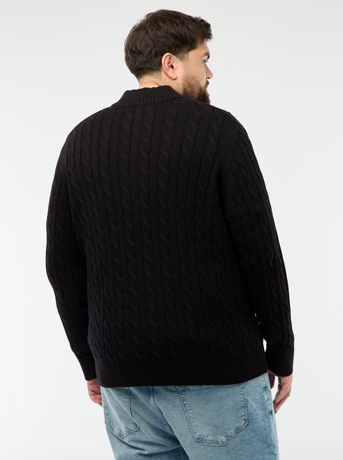 Twisted Knit Zip-Up Trucker Sweater - Kiabi