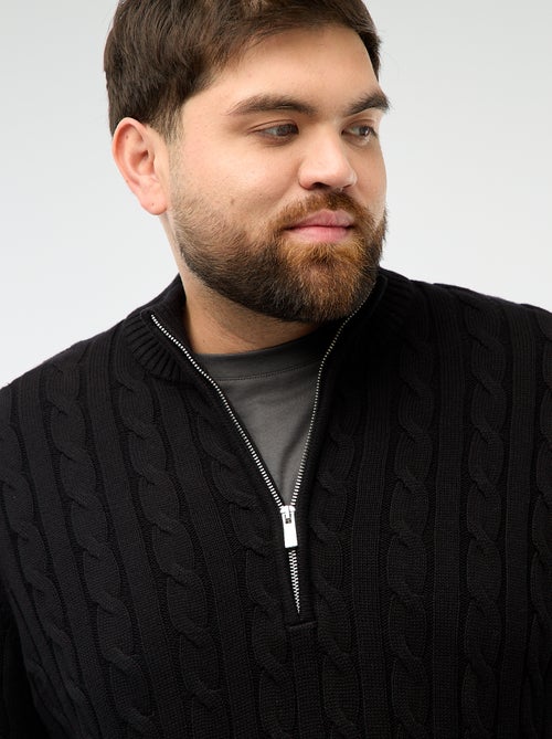 Twisted Knit Zip-Up Trucker Sweater - Kiabi
