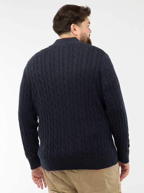 Twisted Knit Zip-Up Trucker Sweater - Kiabi Twisted Knit Zip-Up Trucker Sweater - Kiabi