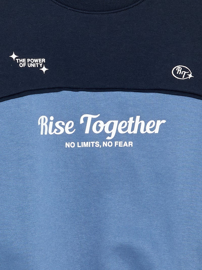 Two-tone long-sleeved sweatshirt Blue - Kiabi