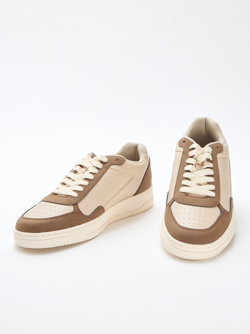 Two-Tone Low-Top Sneakers Beige - Kiabi