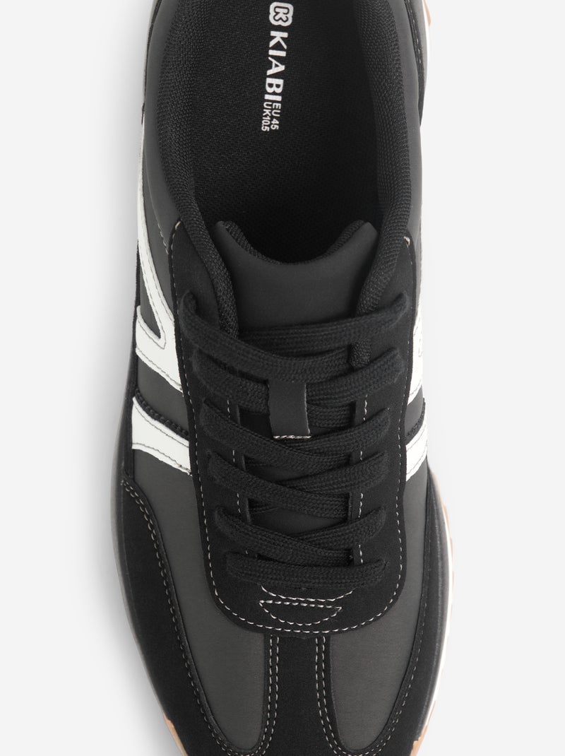 Two-tone mixed-material low-top sneakers Grey - Kiabi