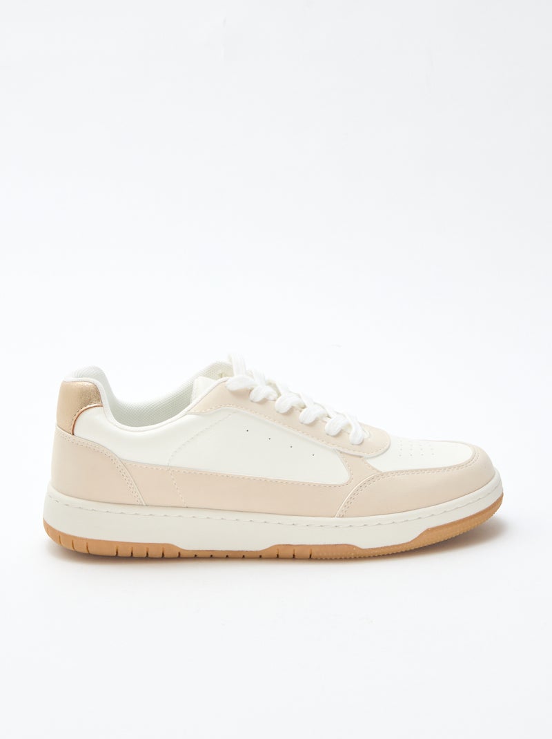 Two-Tone Sneakers with Gold Details Beige - Kiabi