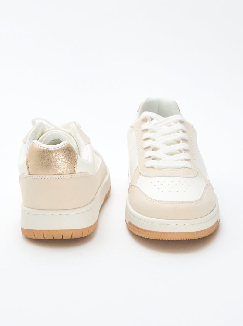 Two-Tone Sneakers with Gold Details Beige - Kiabi