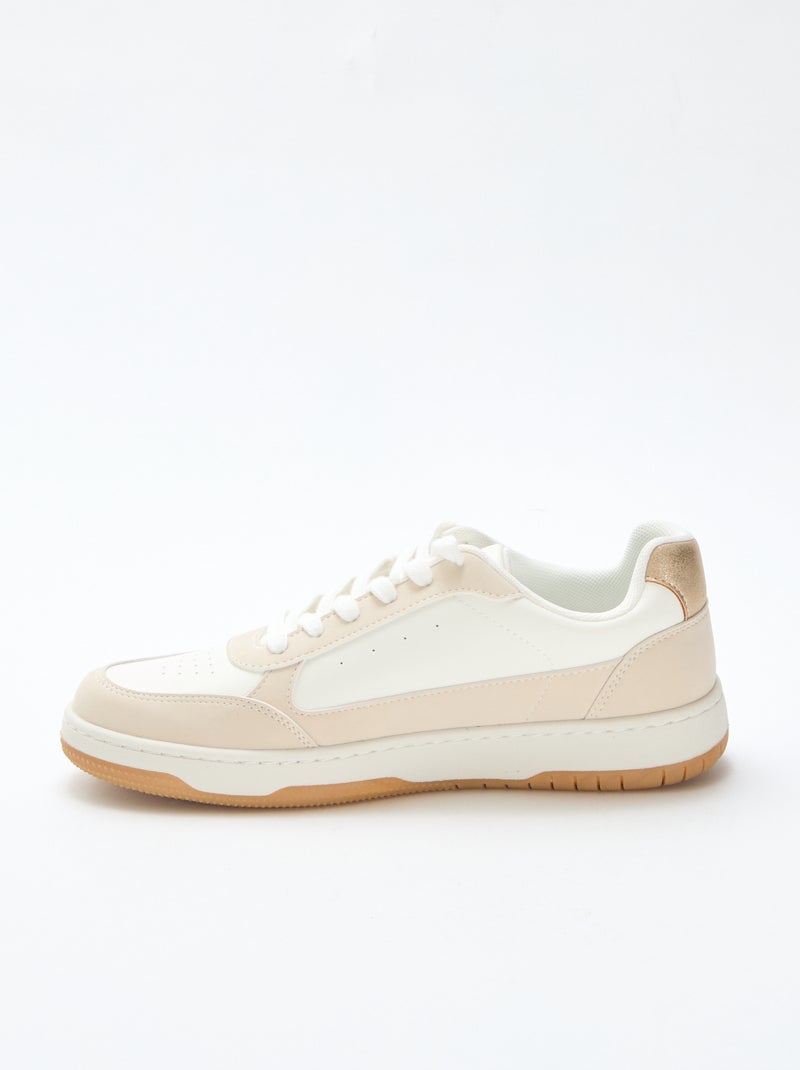 Two-Tone Sneakers with Gold Details Beige - Kiabi
