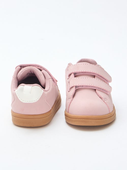 Two-Tone Suede-Effect Low-Top Sneakers with Hook-and-Loop Fastening - Kiabi