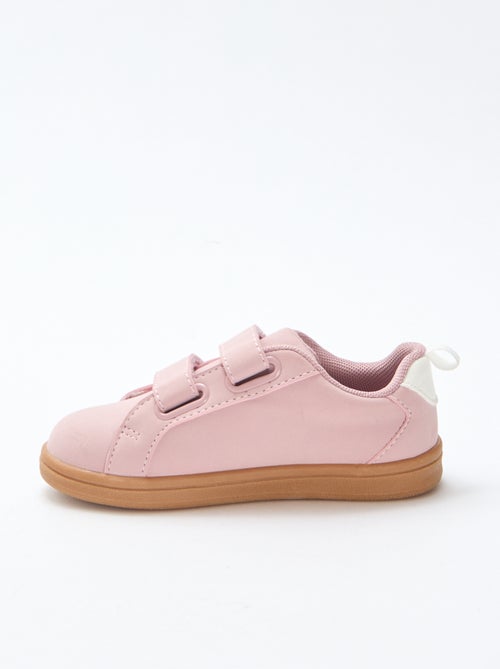 Two-Tone Suede-Effect Low-Top Sneakers with Hook-and-Loop Fastening - Kiabi